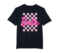 Barbie - Fond Damier Logo Barbie T-Shirt, Homme Grandes Tailles, Noir, 2X Tall