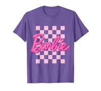 Barbie - Fond Damier Logo Barbie T-Shirt, Homme, Violet Chiné, S
