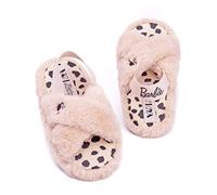 Barbie Girls Slippers Kids Doll Dold Fluffy Cross Strap House House Sliders