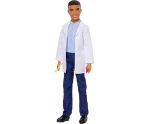 Barbie GJL66 Ken Métiers poupée Dentiste Brun avec Blouse et Accessoires d’hygiène Dentaire, Jouet pour Enfant, GJL66