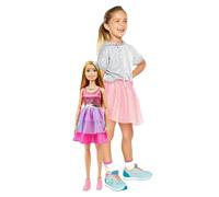 Barbie Grande Poupée Blonde Fashionistas avec Robe Rose Irisée, 71 Cm, Collier, Barrettes À Cheveux Et Autres Accessoires Inclus, Jouet Enfant, A Partir De 3 Ans, HJY02