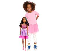 Barbie Grande Poupée Mannequin Brune Fashionistas avec Une Robe Rose Irisée, 71 Cm, Collier Et Barrettes À Cheveux, Jouet Enfant, A Partir De 3 Ans, HJY03