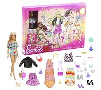 Barbie GXD64 Calendrier de l'Avent avec 24 surprises et 1 poupée Cadeau de saison pour enfants de 3 à 7 ans