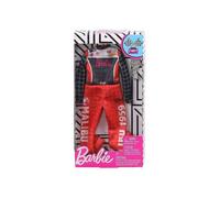 Barbie - Habit Poupee Mannequin - Combinaison Pilote De Course Rouge Et Noire Hot Wheels + Coupe - Vetement - Tenue - Accessoire