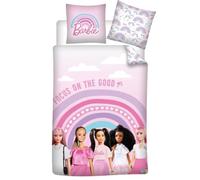 Aymax Parure de lit Barbie 100% coton 1 personne Housse 140x200 + Taie 65x65 cm