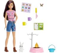 Barbie Coffret Vive le Camping (It Takes Two) – Poupée Skipper 25 cm, lapin, brasero, autocollants