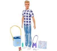 Barbie It Takes Two Ken Camping Doll Wearing Plaid Shirt, Jeans and White Sneake
