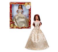 Barbie JBH97 Holiday Barbie Long Hair Signature Maison de poupée Noire pour 6 Ans et Plus Doré