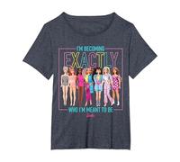 Barbie - Je suis en Train de Devenir exactement ce Que Je suis censée être, des poupées Fluo T-Shirt, Femme Grandes Tailles, Bleu Chiné, 4X