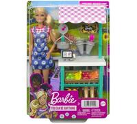 Barbie Jeu de marché de fruits et légumes avec poupée HCN22