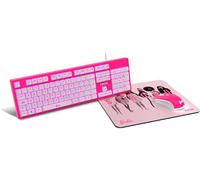 Barbie Kandy - Clavier À Membrane Led Blanche, Souris Avec Capteur Optique 6400 Dpi, Tapis En Caoutchouc Souple Et Résistant, Disposition Espagnole, Couleur Rose