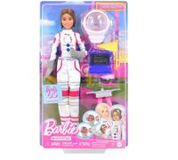 Barbie Métiers 65ème Anniversaire Astronaute Coffret Contenant Une poupée Brune et 10 Accessoires Dont Un véhicule d’Exploration Spatiale Roulant et Un Casque à visière Rabattable, HRG45