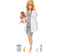 Barbie Kit de jeu pédiatre avec poupée blonde, poupée bébé, accessoires de jeu médecin