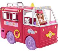 Barbie - Le Camion de Pompiers de Chelsea - Poupée Chelsea 15 cm et Chiot - Camion Transformable - Plus de 15 Accessoires et Autocollants - Dès 3 Ans, HCK73