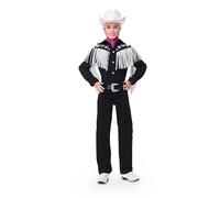 Barbie Le Film Poupée Mannequin Articulée Ken® en Tenue Noire À Franges Blanches, Chapeau Et Bottes De Cowboy Et Bandana Rose, Socle Inclus, À Collectionner, Jouet Enfant, A Partir De 3 Ans, HRF30