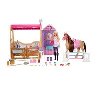 Barbie Les MYSTÈRES DE À la Poursuite du Cheval Perdu Coffret Écurie Ultime avec poupée, Cheval et Accessoires, Plus de 25 éléments avec 6 Zones de Jeu, À la Poursuite du Cheval Perdu, JDN43