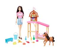 Barbie Coffret écurie 'À la Poursuite du Cheval Perdu' HXJ40 – poupée, petit poney, 10+ accessoires