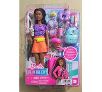 Barbie Coffret Une Vie De Citadine avec Poupée Brooklyn » Roberts Et Chaton, 10 Accessoires Et 1 Feuille D’Autocollants Jouet Enfant, Dès 3 Ans, HGX55
