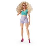 Barbie Looks Poupée Mannequin, Cheveux blonds bouclés, morphologie Ronde, Tenue Color Block avec découpe à la Taille, à Collectionner, Jouet Enfant, Dès 3 Ans, HJW83