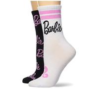 Barbie Lot de 2 paires de chaussettes mi-hautes pour femme, Blanc/noir/multicolore, 9-11