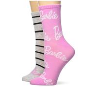 Barbie - Lot de 2 paires de chaussettes mi-longues pour femme - Rose/Gris/Multicolore - Taille 9-11