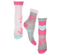 Barbie Lot de 3 chaussettes en coton Barbie pour filles et filles, gris, 23-26