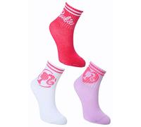 Barbie Lot de 3 paires de chaussettes en coton pour filles (31, 34, Rose)