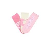 Barbie Lot de 3 paires de chaussettes en coton pour filles et filles, rose et multicolore, avec logo imprimé, Pack 2, 31-34