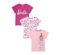 Barbie Lot de 3 t-shirts d'été à manches courtes pour filles de 3 à 10 ans, multicolore, 3-4 ans