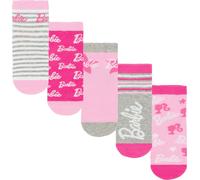 Barbie - Lot de 5 chaussettes pour filles NS8729 (23 EU - 25,5 EU) (rose/blanc/gris)