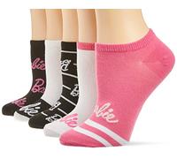Barbie Barbie Lot de 5 paires de chaussettes invisibles pour femme, Blanc assorti., 9-11