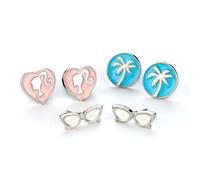 Barbie Lot de trois clous d'oreilles classiques, taille unique, Zinc