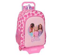 BARBIE LOVE - Grand sac à dos scolaire avec chariot, sac à dos enfant, adaptable au chariot, idéal pour les enfants d'âge scolaire, confortable et polyvalent, qualité et résistance, 33 x 15 x 42 cm