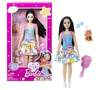 Barbie - Ma Première, Poupée pour Tout-Petits, Ma Première Poupée Renée, 34 Cm, avec Cheveux Noirs, Renard en Peluche, Accessoires, Corps Doux Et Flexible, Jouet Enfant, Dès 3 Ans, Hll22