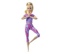 Barbie Made to Move poupée articulée Fitness Ultra Flexible Blonde, Legging dégradé Rose et Bleu et 22 Points d'articulations, Jouet pour Enfant, GXF04