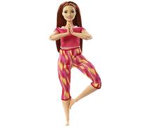 Barbie Made to Move poupée articulée Fitness Ultra Flexible rousse, Legging dégradé Rose et Jaune et 22 Points d'articulations, Jouet pour Enfant, GXF07