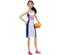 Barbie Made to Move poupée articulée joueuse de Basketball Brune en Maillot et Ballon, Jouet pour Enfant, FXP06