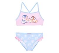 Barbie Maillot de bain Bikini 2 pièces pour filles, rose et bleu clair avec logo, Rose clair et bleu clair, 10 ans