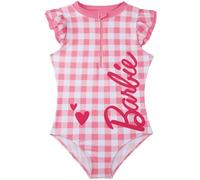Barbie Maillot de Bain Fille 5 Ans à 14 Ans, Maillot de Bain 1 Piece Fermeture Eclair, Motif à Volants, Cadeau Fille (6-7 Ans, Rose/Blanc Barbie)