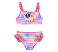 Barbie Maillot de bain pour fille, 2 pièces, motif arc-en-ciel avec rouches, fuchsia, 8 ans