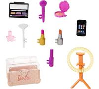 Barbie – Set tutoriel maquillage – 12 pièces: mini-étui, rouges à lèvres, anneau lumineux