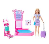 Barbie – Coffret Retrait des Bagages JMJ49 – Avec bagages, chariot, tapis roulant et sac cabine