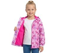 Barbie Manteau de pluie pour fille - Veste à capuche imperméable doublée en polaire avec fermeture éclair et poches - Logo imprimé rose sur toute la surface - Tailles enfants 3-4 à 9-10 ans - Veste de
