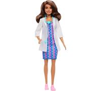 Barbie Métiers Coffret Barbie Docteur Poupée avec tenue amovible, blouse blanche, robe, chaussures et stéthoscope, JKF76