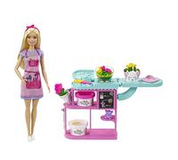 Barbie Métiers Coffret Fleuriste avec poupée Blonde, comptoir, 3 pâtes à Modeler, Un Moule, 2 vases et Un Ourson, Jouet pour Enfant, GTN58