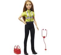 Barbie Métiers poupée Ambulancière Brune en Tenue de secouriste avec stéthoscope et Sacoche, Jouet pour Enfant, GYT28