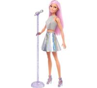 Barbie Métiers poupée Pop Star, chanteuse avec Micro et Cheveux Roses, Jouet pour Enfant, FXN98