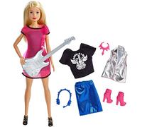 Barbie Métiers poupée Rockstar, musicienne avec Guitare argentée et Une Tenue supplémentaire et Accessoires, Jouet pour Enfant, GDJ34 Multicolore