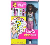 Barbie Poupée Métiers Surprise – Brune, débardeur et pantalon rose, 8 éléments GLH63