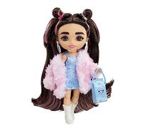 Barbie Mini Poupée Extra Brune avec Robe en Jean, Manteau en Fausse Fourrure, Mini-poupée, vêtements et Accessoires, Jouet Enfant, Dès 3 Ans, HKP90